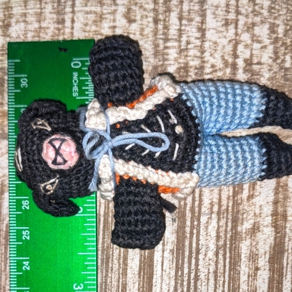 Crocheted Vintage Animals Circa 1970's Handmade Cats, Pig, Rabbit & Bear 6pc Set - Picture 9 of 16